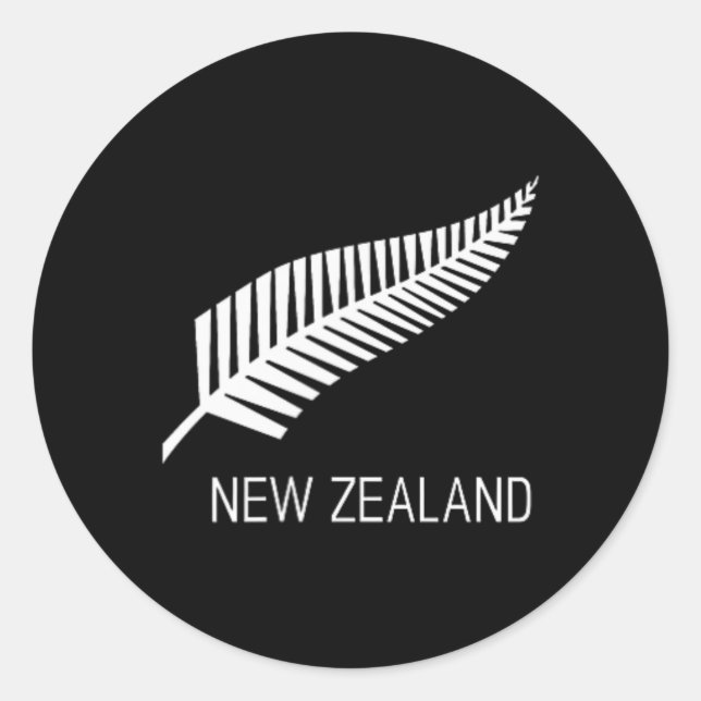 Sticker Rond Black New Zealand Fern Shirt Mens Black Proud Kiwi (Devant)