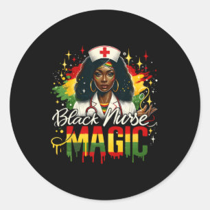 Sticker Rond Black Nurse Afro Queen Black History Mois Black W