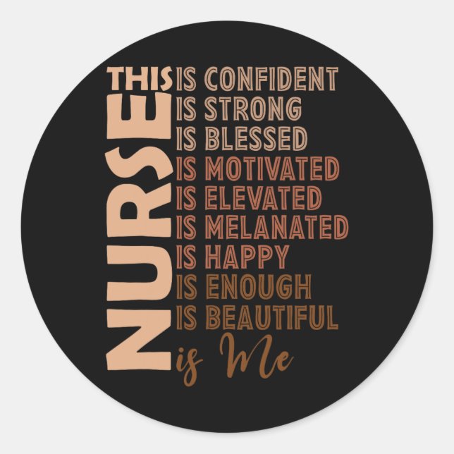 Sticker Rond Black Nurse Black History Nurse Melanin Afro Woman (Devant)