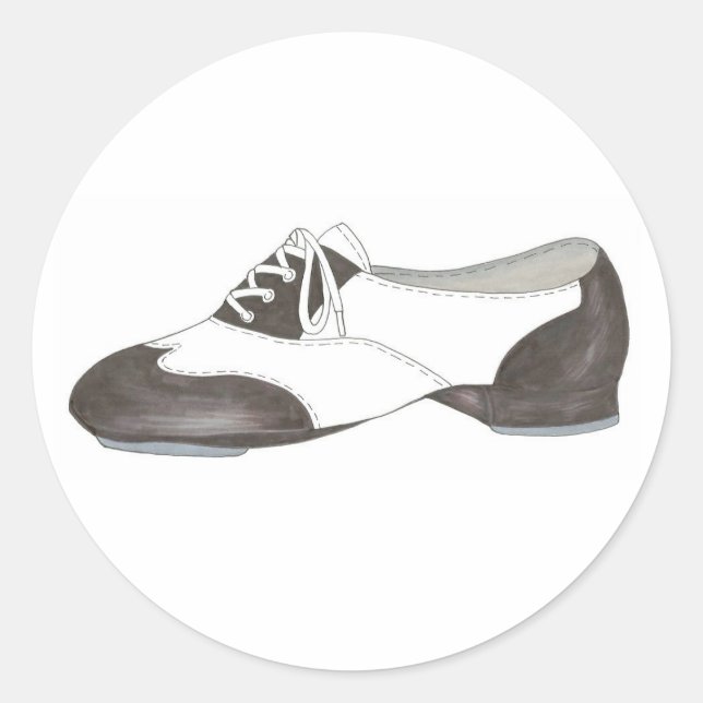 Sticker Rond Black Oxford Tap Chaussure Danse Enseignant Studio (Devant)