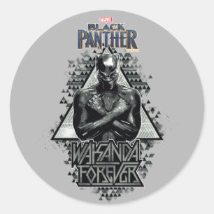 Sticker Rond Black Panther   "Wakanda Forever" Graphic