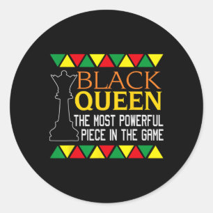 Sticker Rond Black Queen Les échecs les plus puissants Africain