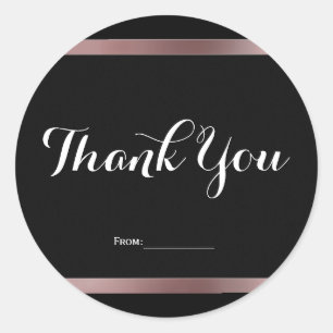 Sticker Rond Black & Rose Gold Mauve Pink Party Favoriser