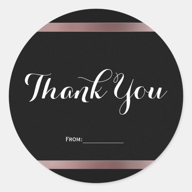 Sticker Rond Black & Rose Gold Mauve Pink Party Favoriser (Devant)
