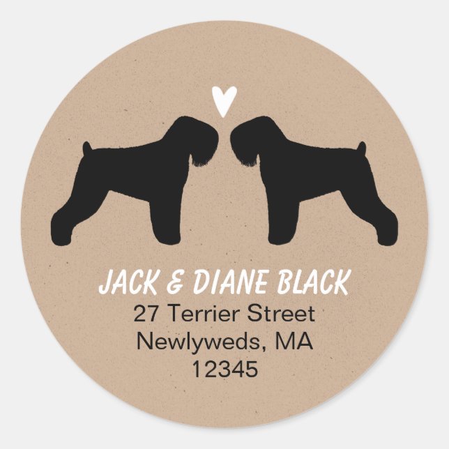Sticker Rond Black Russian Terrier Silhouettes Adresse de retou (Devant)