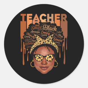Sticker Rond Black Smart Enseignant Noir Histoire Mois Chemise 