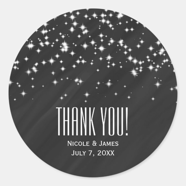 Sticker Rond Black & Sparkle Stars Élégant Glamor Favoriser (Devant)