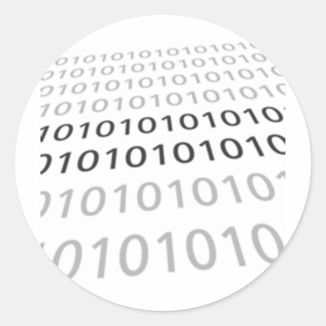 Sticker Rond Black & White Binary 01 - GeekShirts (Devant)