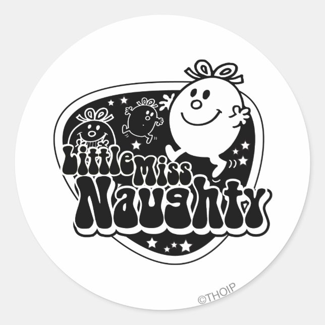 Sticker Rond Black & White Little Miss Naughty (Devant)