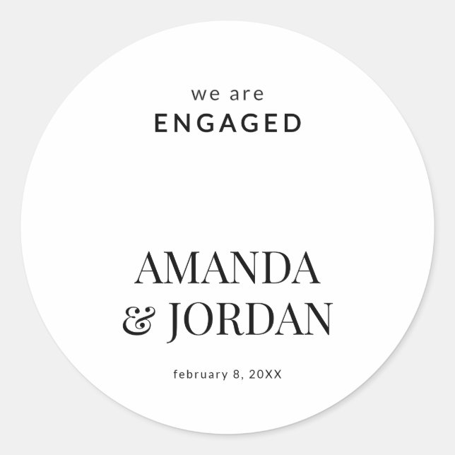 Sticker Rond  Black & White Luxe Minimalist Engagement  (Devant)