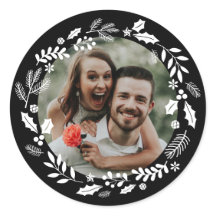 Black White Minimal Wreath Photo