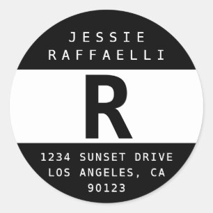 Sticker Rond Black & White Modern Look Adresse de retour