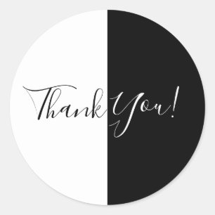 Sticker Rond Black & White Split Demi-Anniversaire Fête Élégant