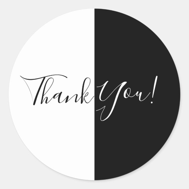 Sticker Rond Black & White Split Demi-Anniversaire Fête Élégant (Devant)