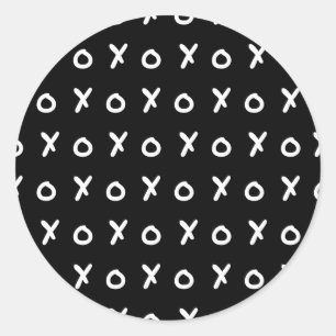 Sticker Rond Black & White X O XO X&O's Trendy Cute