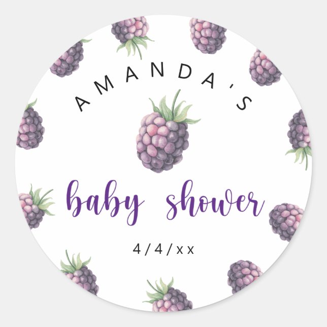 Sticker Rond Blackberries - Baby shower (Devant)