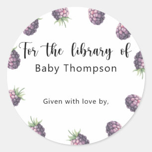 Sticker Rond Blackberry - Baby shower bibliothèque, livres pour