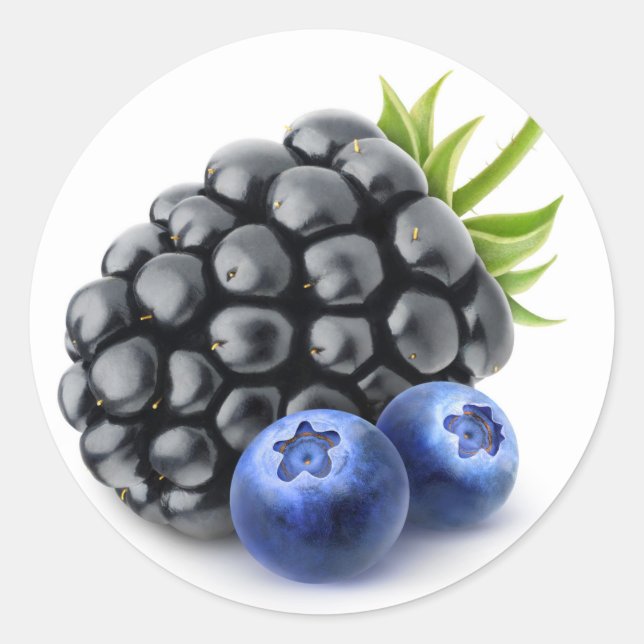 Sticker Rond Blackberry et bleuets (Devant)