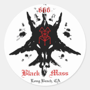 Sticker Rond blackmassinkblot, 666, Masse, Noir, Longue Plage, 