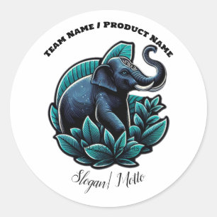 Sticker Rond BlackSpades Unique Elephant Serenade