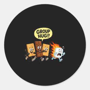 Sticker Rond Blague de campeur sur les guimauves grillées