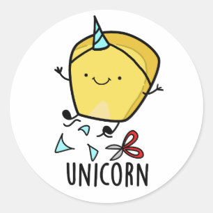 Sticker Rond Blague de maïs drôle de licorne 