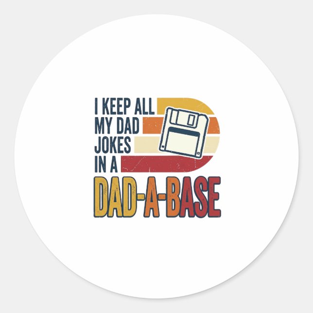 Sticker Rond Blague de papa Base de papa rétro drôle père vecte (Devant)