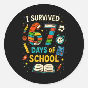 Sticker Rond Blague d'école amusante Six Sept Mème Élève Enseig