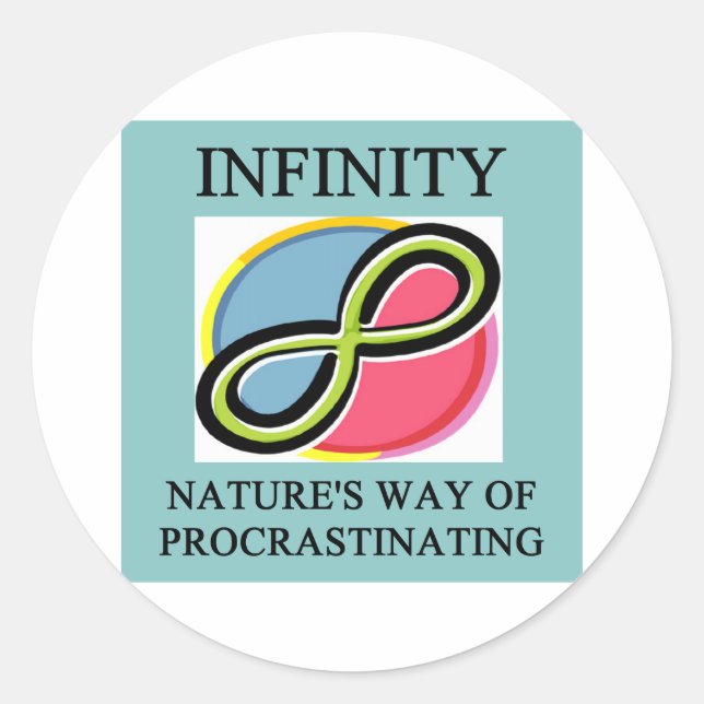 Sticker Rond blague mathématique INFINITY (Devant)