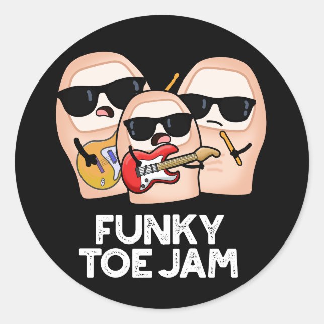 Sticker Rond Blague musicale funky sur les orteils Fond sombre  (Devant)
