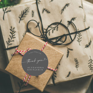 Sticker Rond BLAIRE Moderne Calligraphie Mariage Merci doux