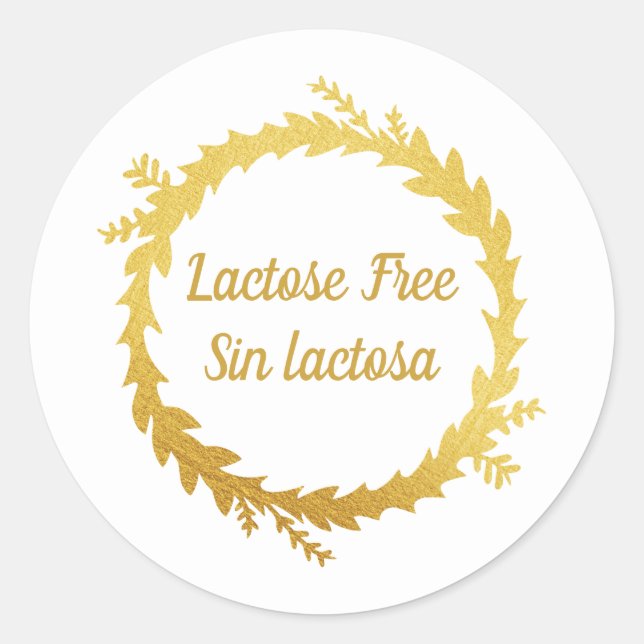 Sticker Rond Blanc Bilingue Golden Lactose Sans Lactose (Devant)