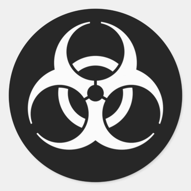 Sticker Rond blanc biodanger sur noir (Devant)