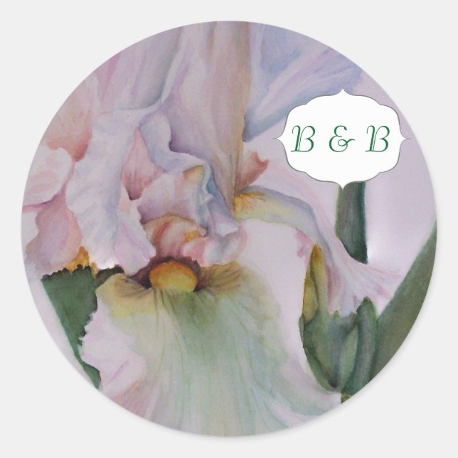 STICKER ROND BLANC BLANC IRIS EAU COULEUR FLEURS BLANC (Devant)