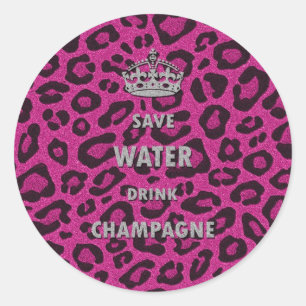 Sticker Rond Blanc chic de champagne de boissons de l'eau