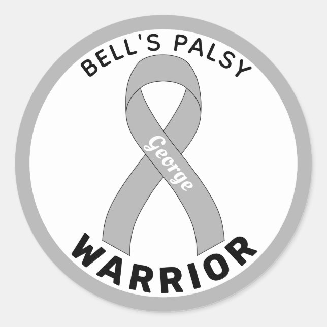 Sticker rond blanc de ruban palsy Warrior de Bell (Devant)