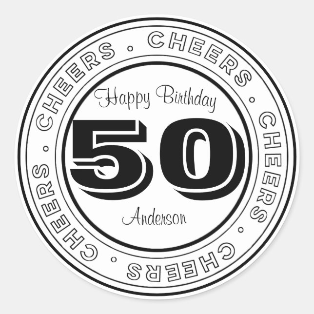 Sticker Rond Blanc et noir 50 Anniversaire (Devant)
