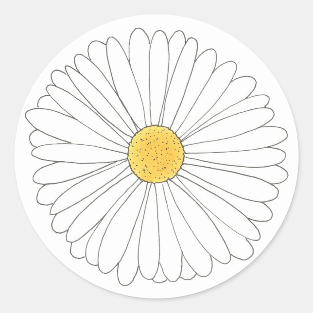 Sticker Rond Blanc Jaune Fleur Fleur Fleur Jardin Printemps (Devant)