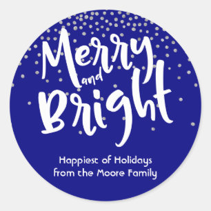Sticker Rond Blanc Joyeux et Lumineux avec Confiture Navy et Ar