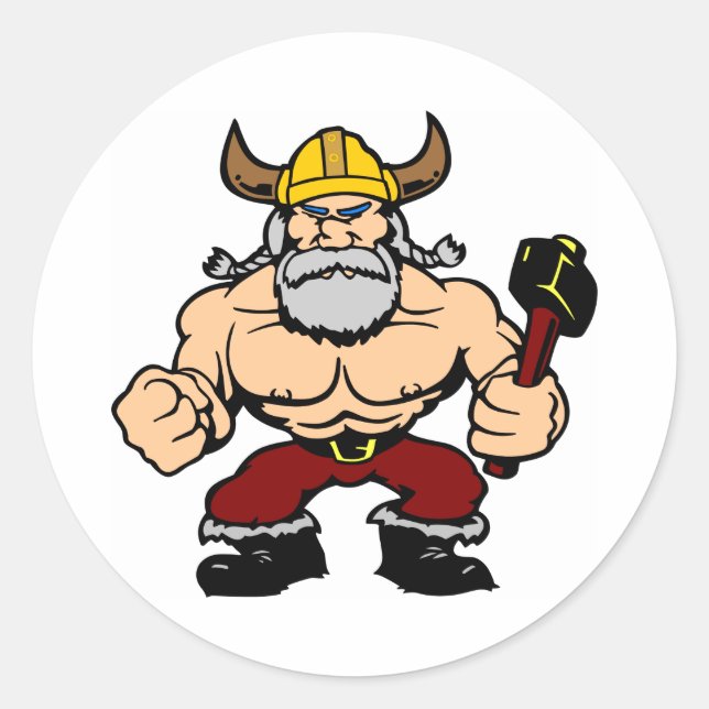 Sticker Rond Blanc Mad Viking (Devant)