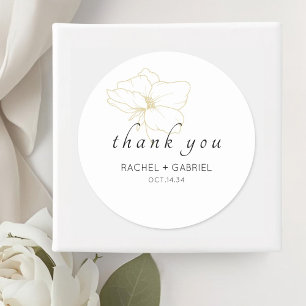 Sticker Rond Blanc Mariage Floral Chic Moderne