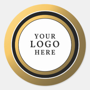 Sticker Rond Blanc Noir Classique Et Or Votre Logo Marqué