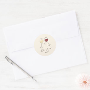 Sticker Rond Blanc Rouge Vin Verre de mariage Favor Enveloppe