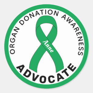 Sticker rond blanc Ruban de l'avocat du don d'orga