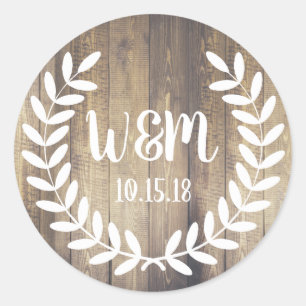 Sticker Rond Blanc rustique ferme Laurels Grange bois
