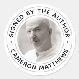 Sticker Rond Blanc signé par l'auteur photo personnalisée moder