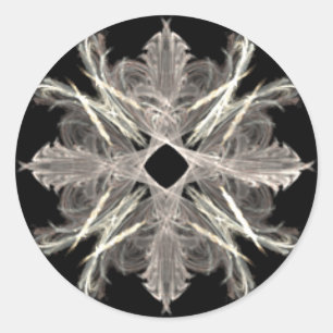 Sticker Rond Blanc sur la conception noire d'art de fractale