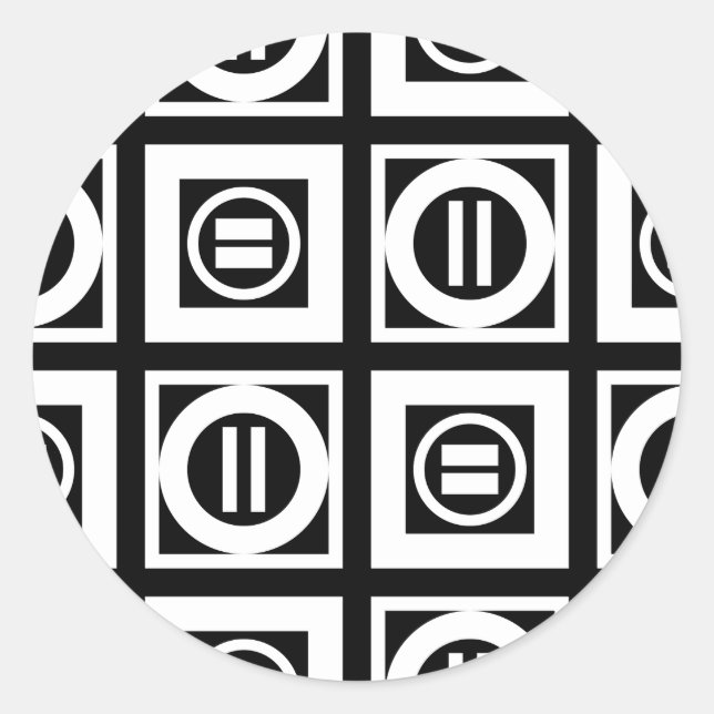 Sticker Rond Blanc sur le Motif de signalisation géométrique no (Devant)