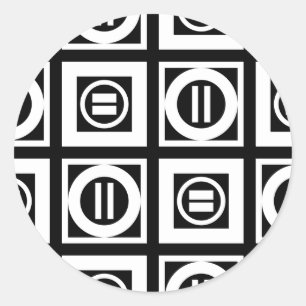 Sticker Rond Blanc sur le motif géométrique noir de signe