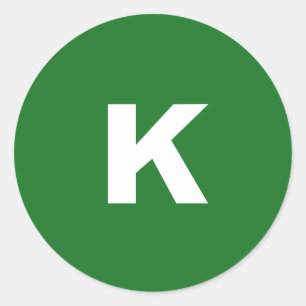 Sticker Rond Blanc sur Monogramme minimaliste vert